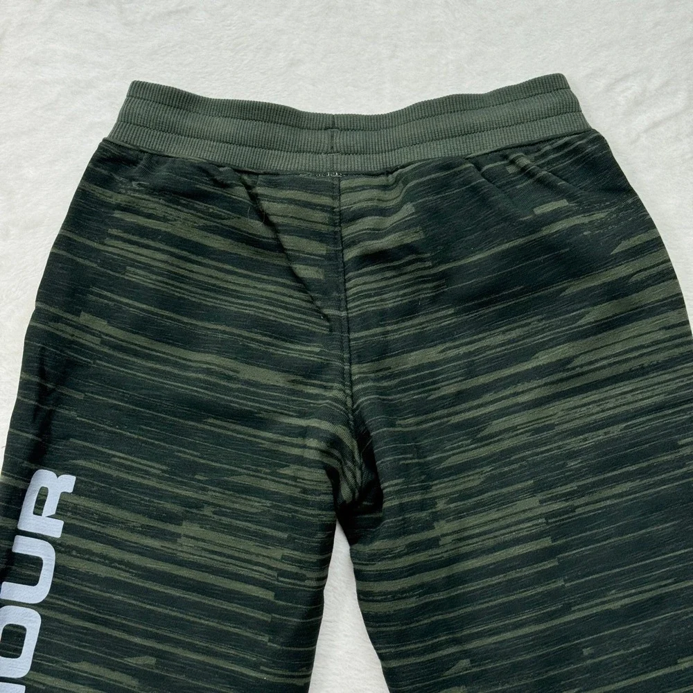 Under Armour Joggers Boys Medium Green Space Dye Fleece Sweatpants Loose Fit